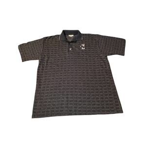 Vintage Disney Polo Golf Shirt Size XL Mickey Mouse Black Embroidered Geometric
